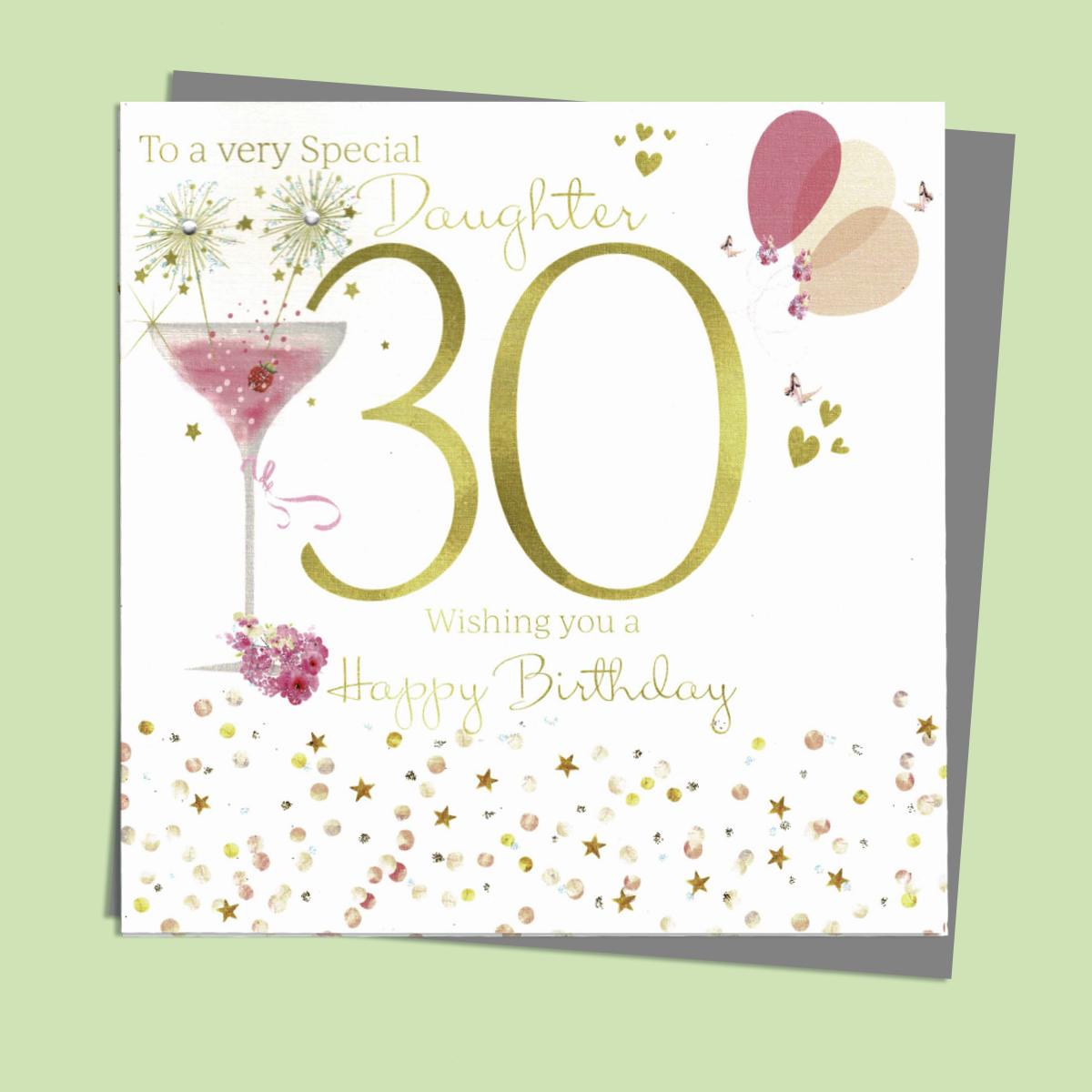 Daughter 30th Birthday Card Alongside Its Silver Envelope