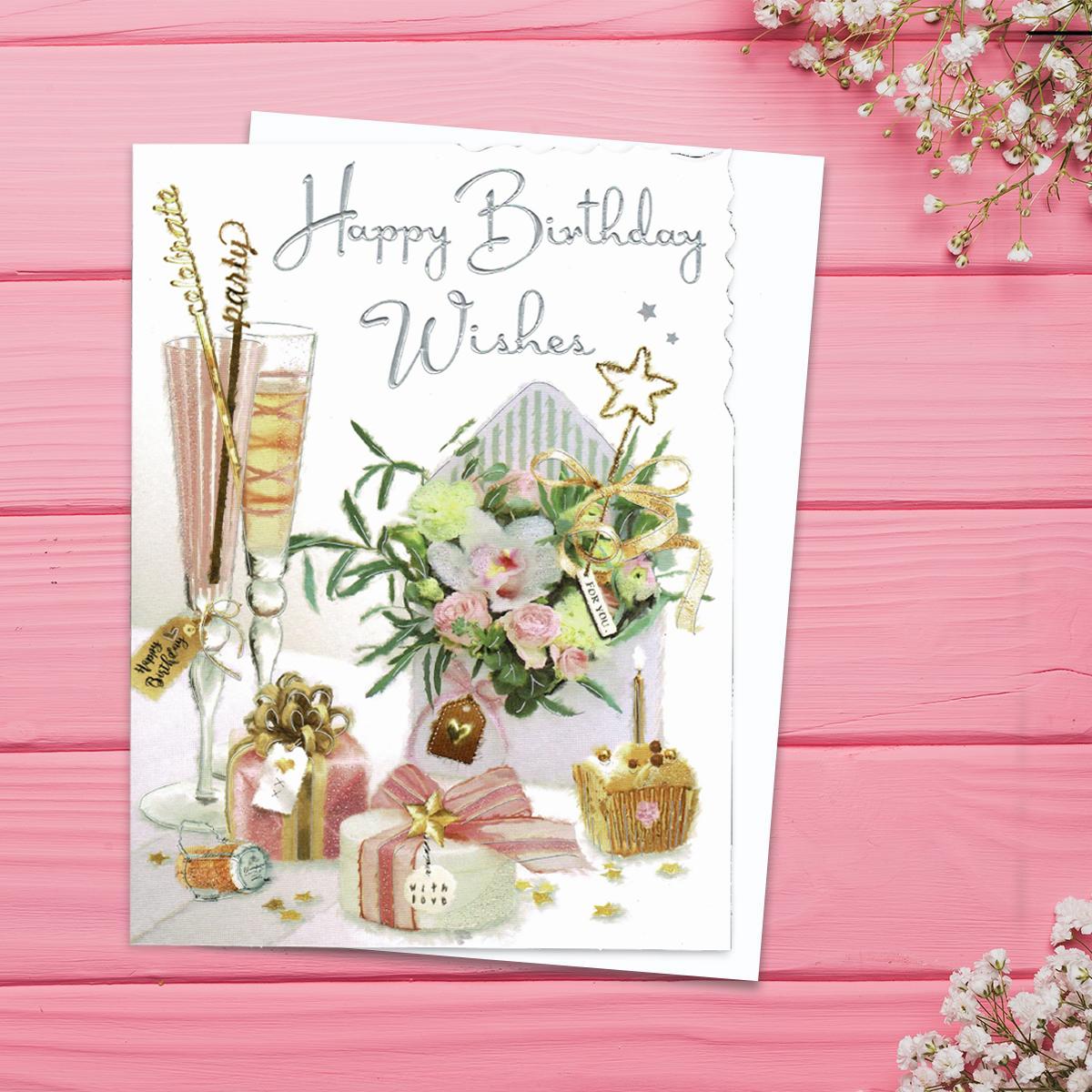 Ladies Birthday Card Design Complete With White Envelope