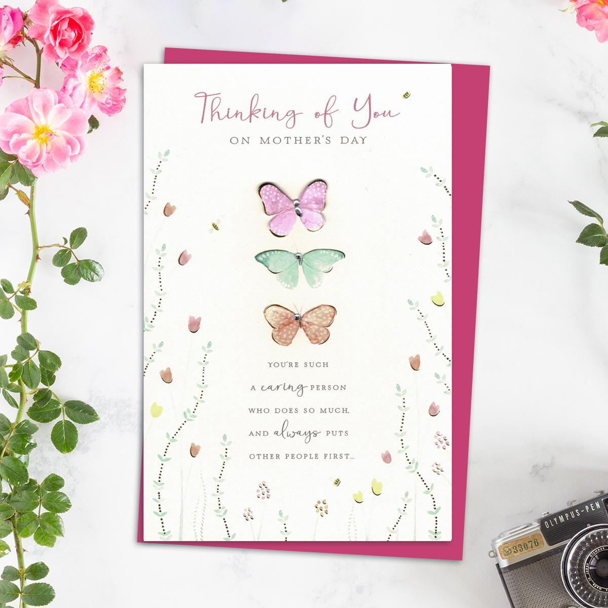 Thinking Of You Mother's Day Design Alongside Its Magenta Envelope