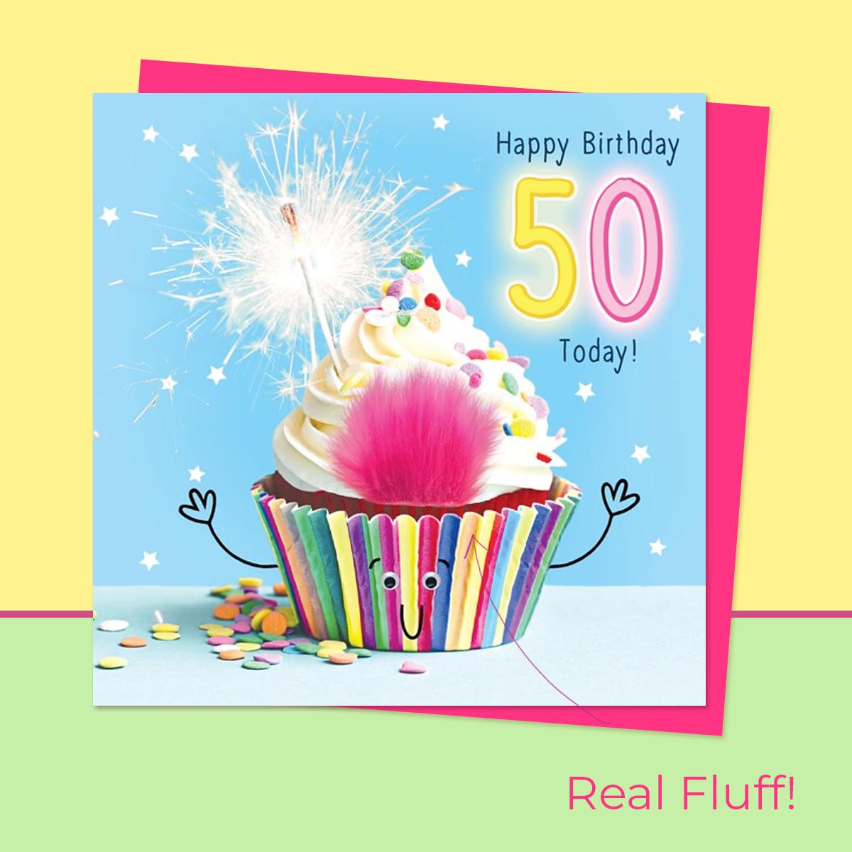 Fluff 50 Birthday Cupcake Front Image