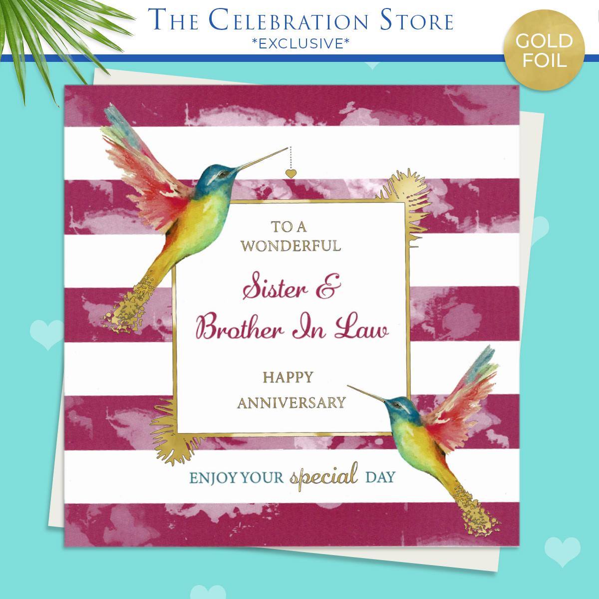 Sister And Brother In Law Hummingbird Anniversary Card