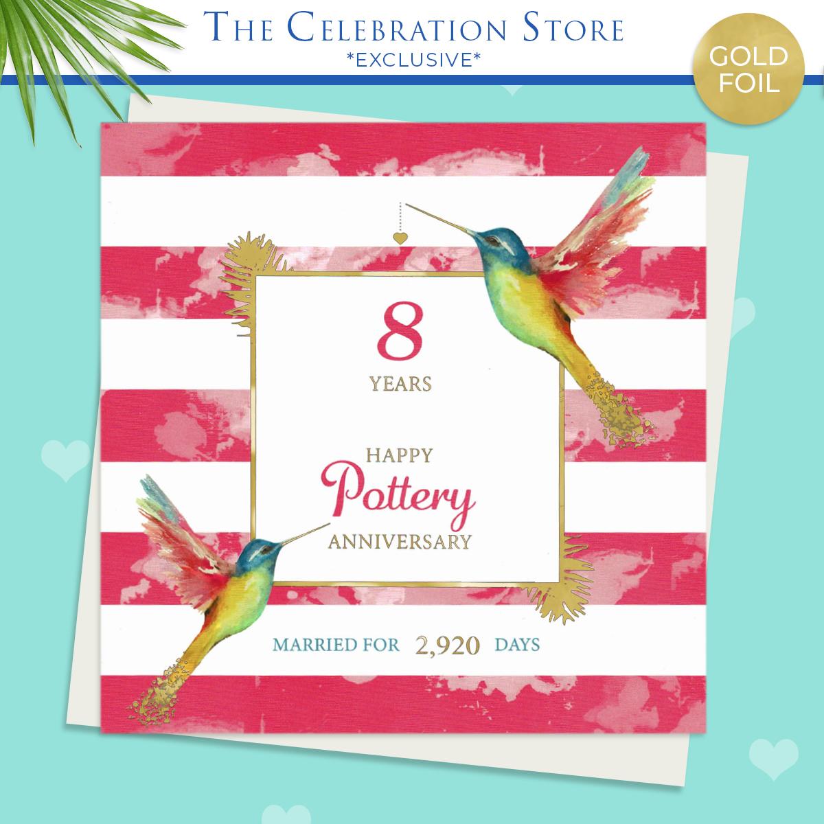 Pottery Anniversary Hummingbird Card Full Image
