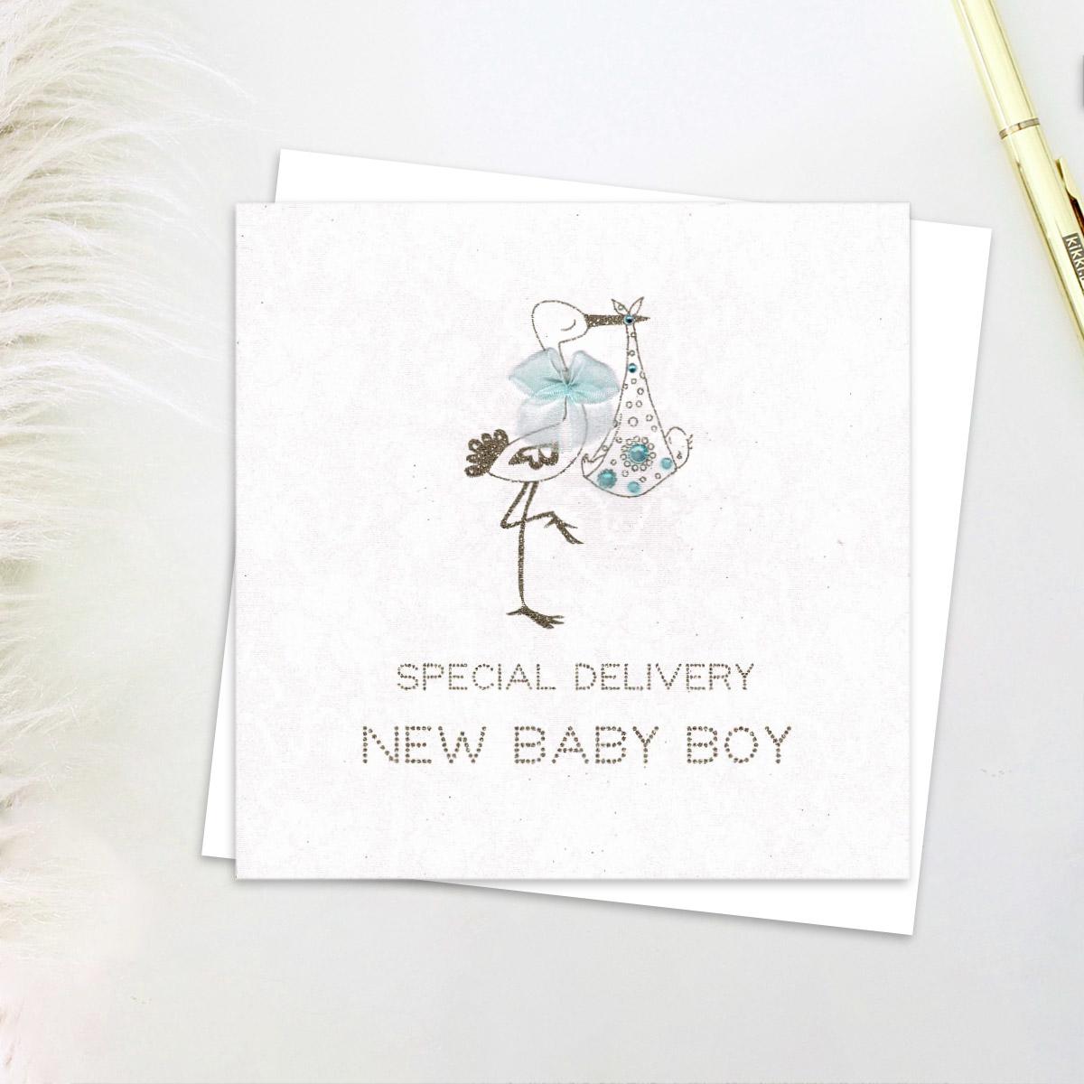 Special Delivery New Baby Boy Card Front Image