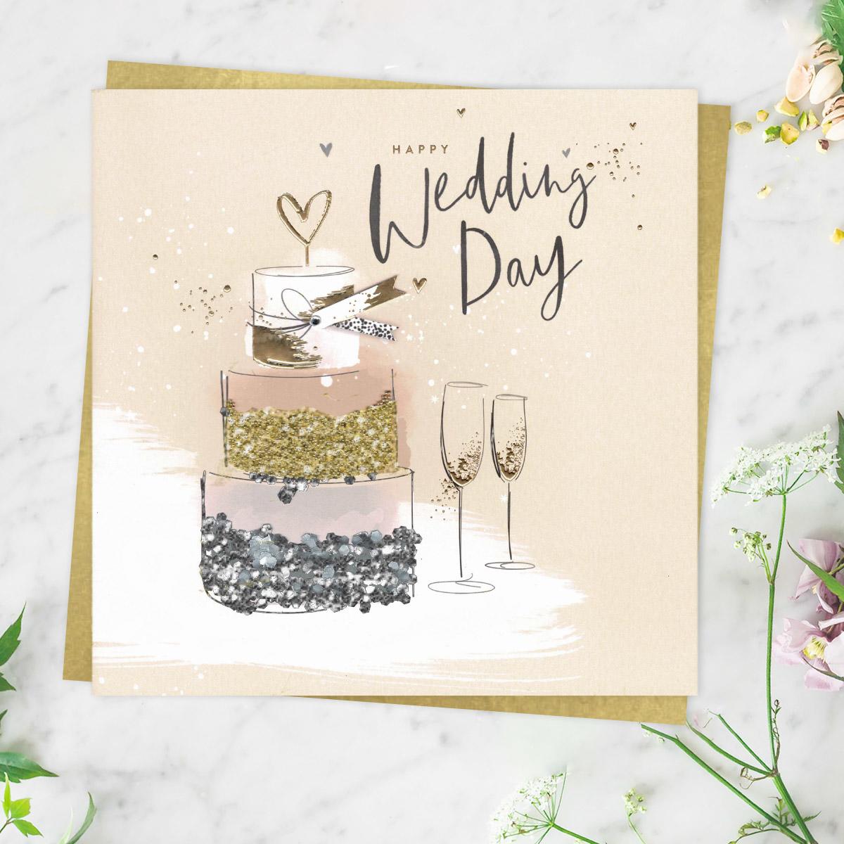 Happy Wedding Day Decoupage Card Front Image