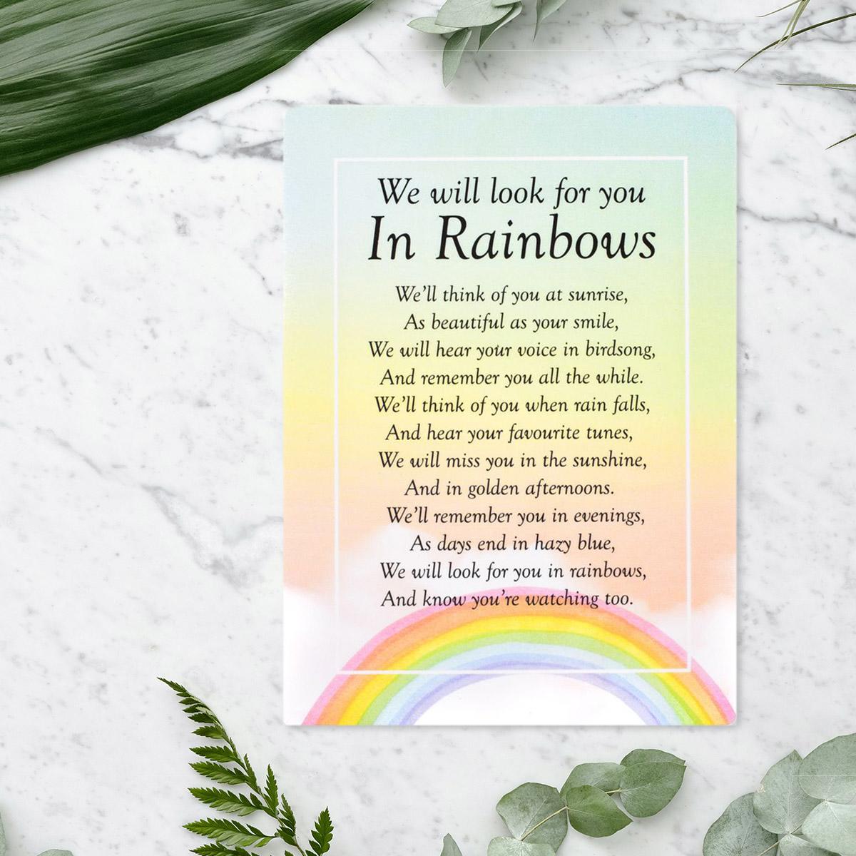 Graveside Card - We Will Look For You In Rainbows Front Image