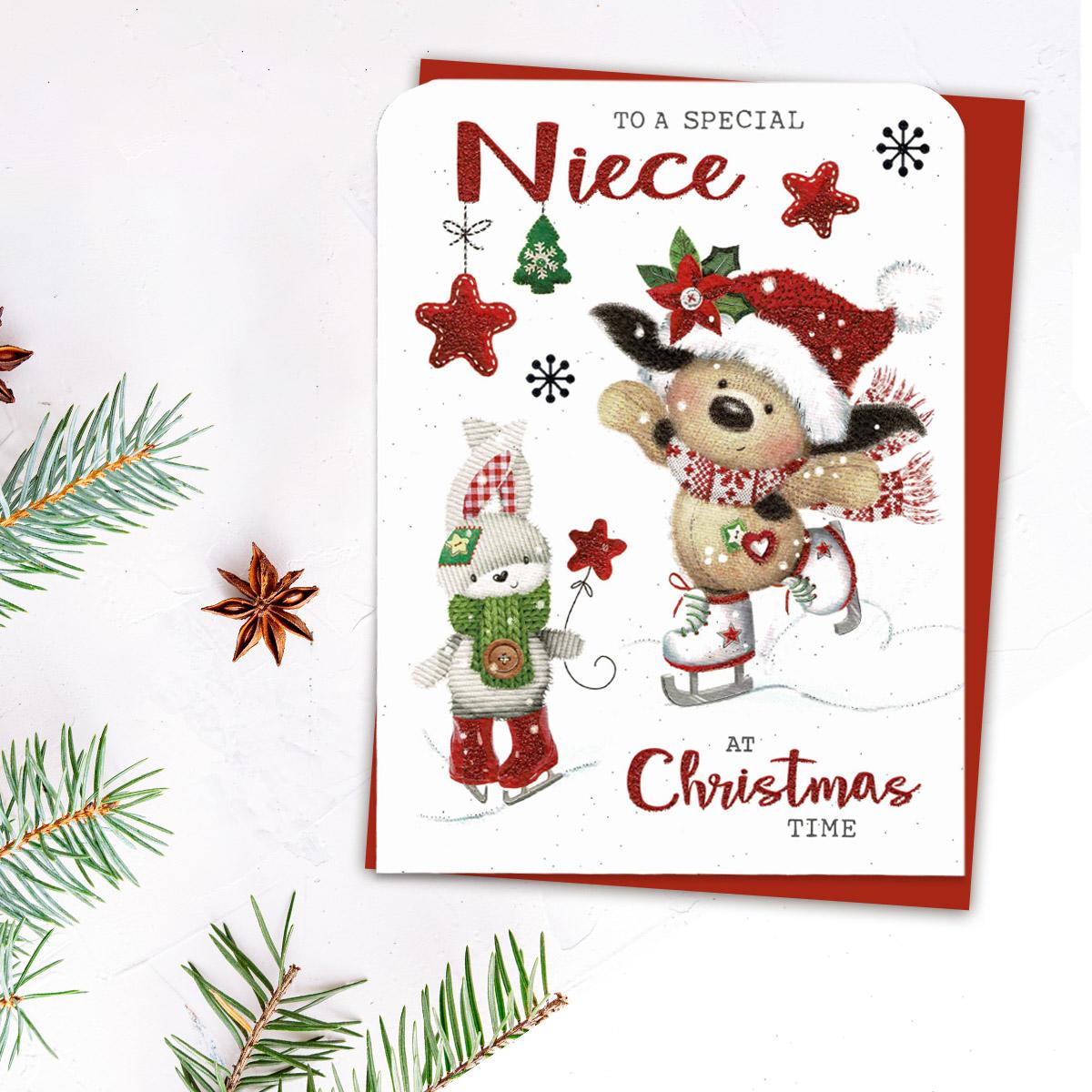 Special Niece At Christmas Fudge & Friends Card Front Image