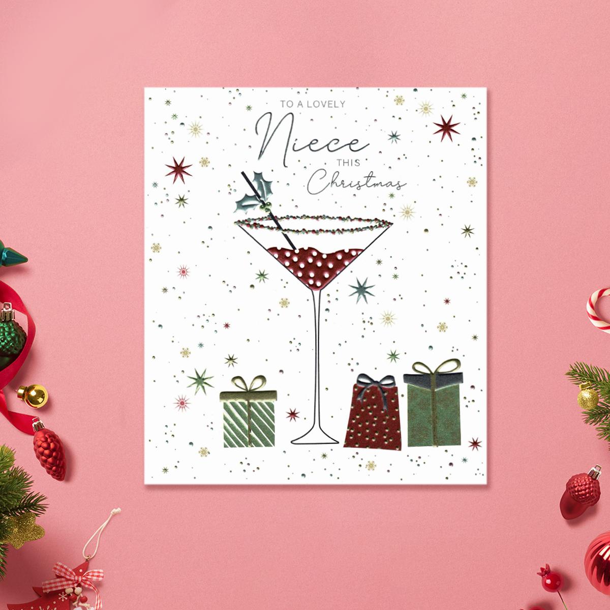 Lovely Niece This Christmas Cocktail Card Front Image