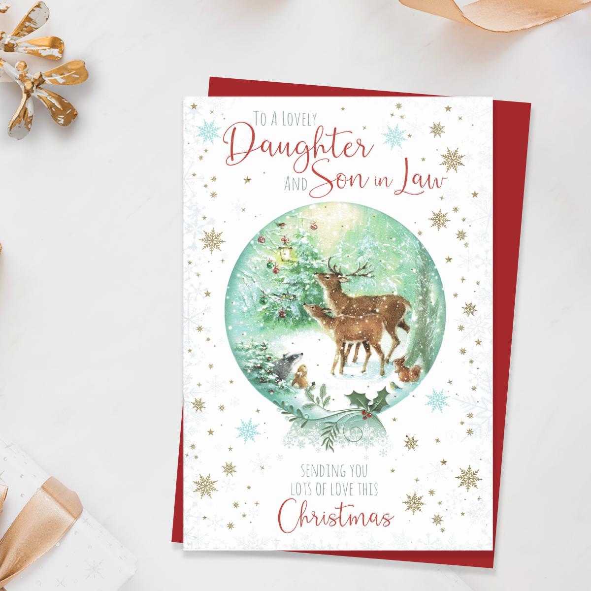 Daughter And Son In Law Christmas Woodland Card Front Image