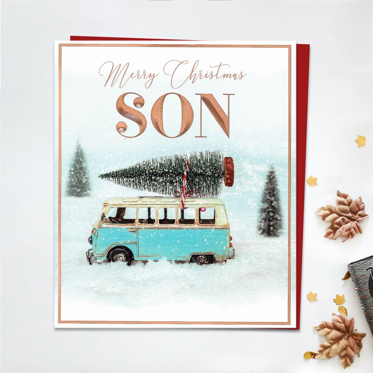 Son Christmas Campervan Card Front Image