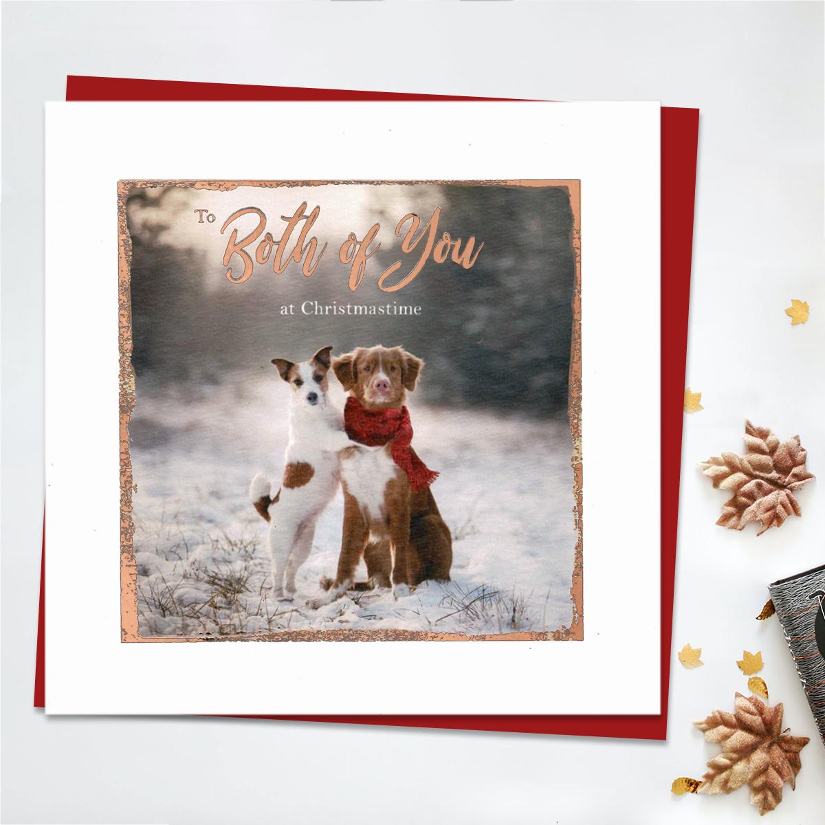 Both Of You Christmas Dog Couple In The Snow Card Front Image