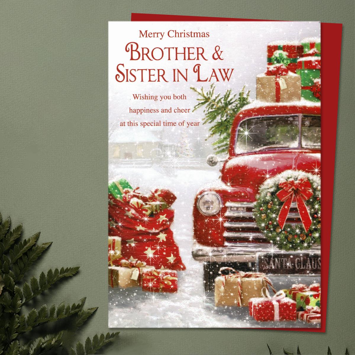 Brother And Sister In Law Santa Claus Car Card Front Image