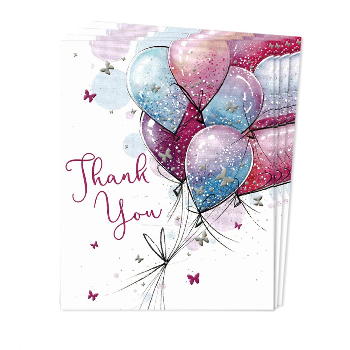 Balloons Thank You Pack Of 4 Mini Cards Front Image