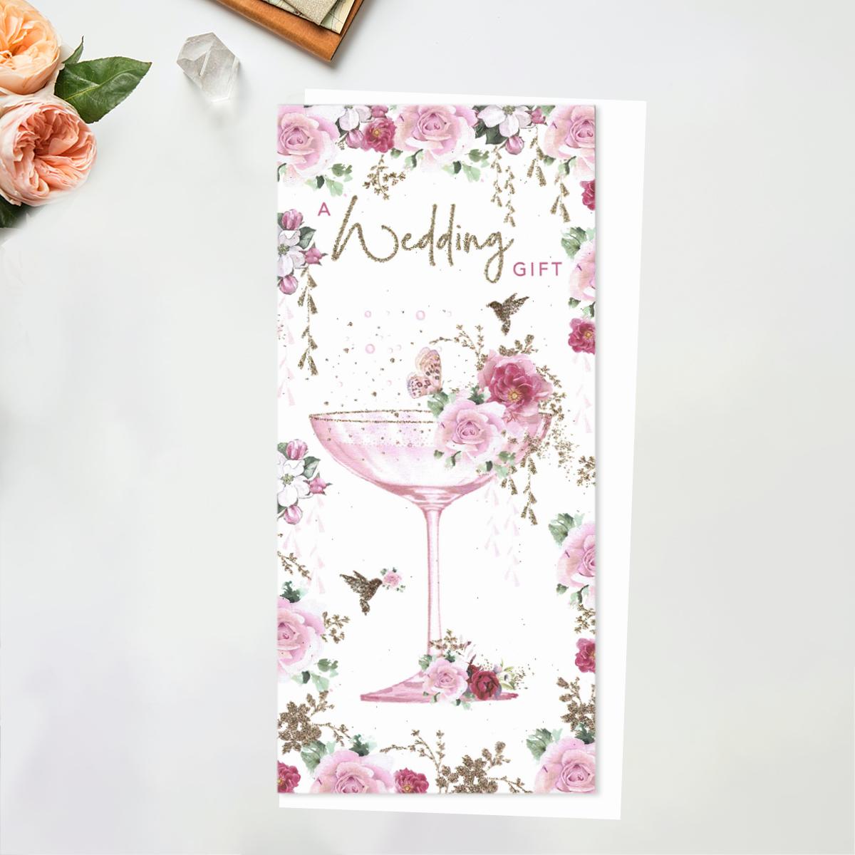 Champagne Glass Wedding Money Wallet Front Image