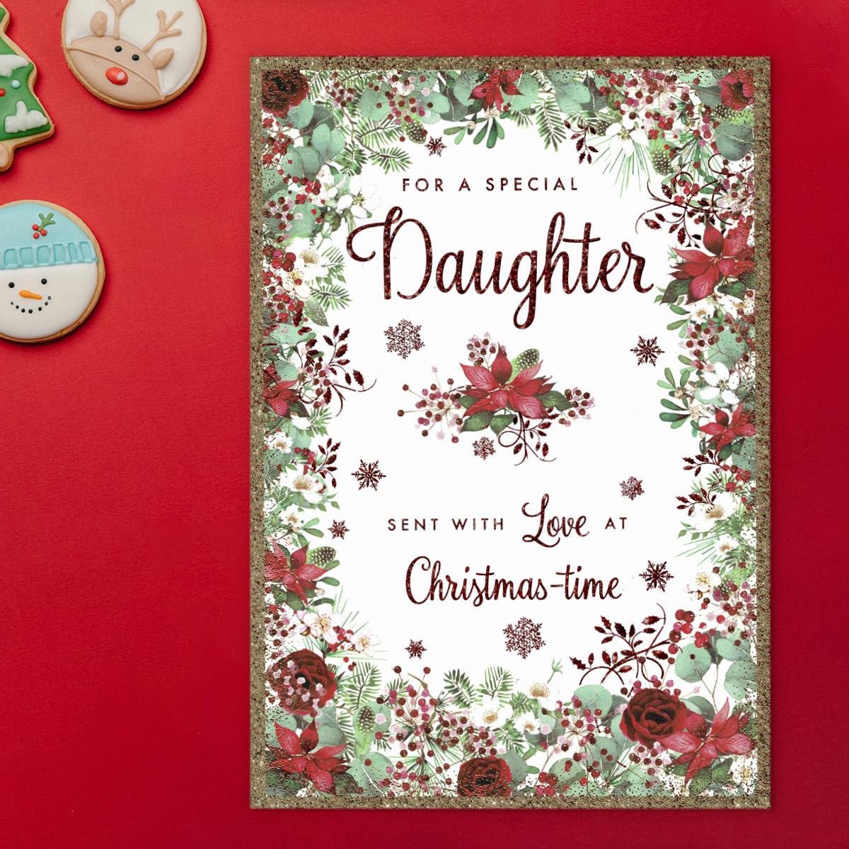 Special Daughter Sent With Love Christmas Card Front Image