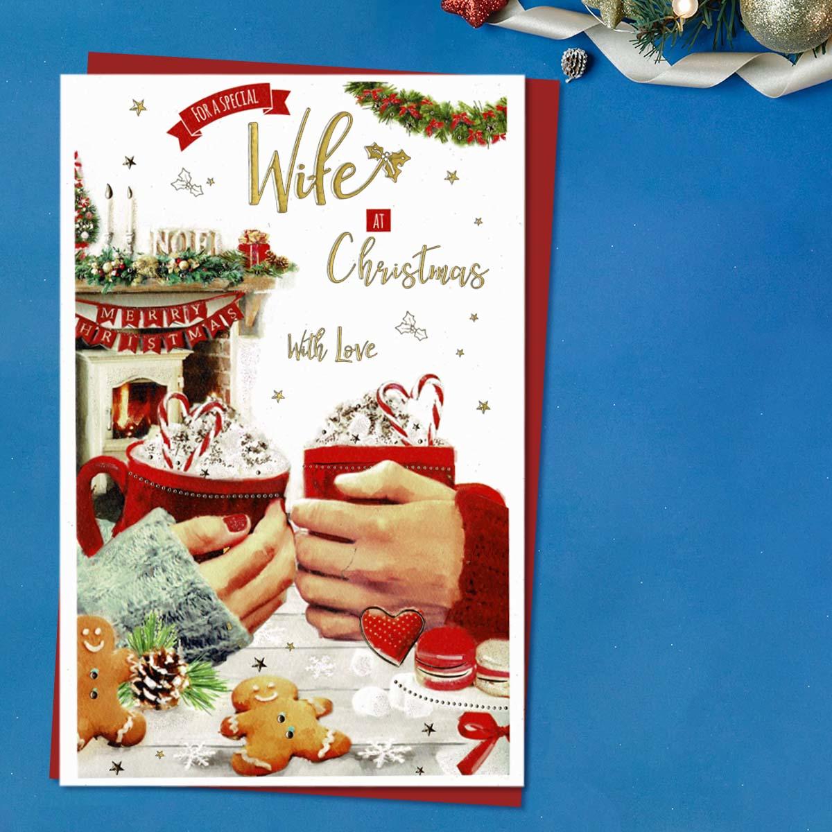 Special Wife Christmas Hot Chocolates Card Front Image