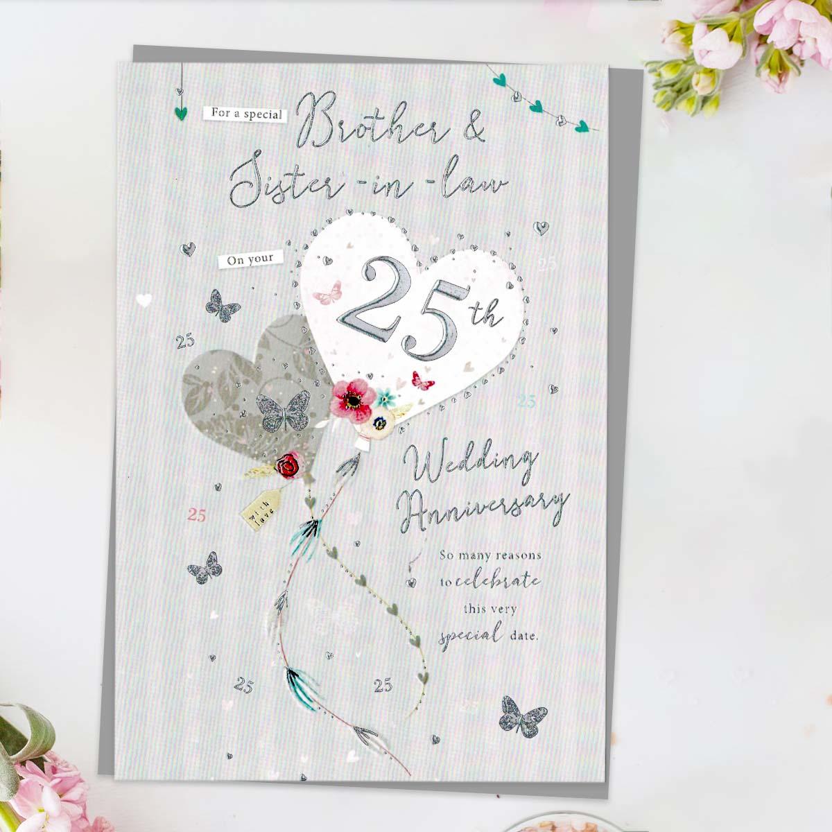 Brother & Sister In Law Silver Anniversary Card Front Image