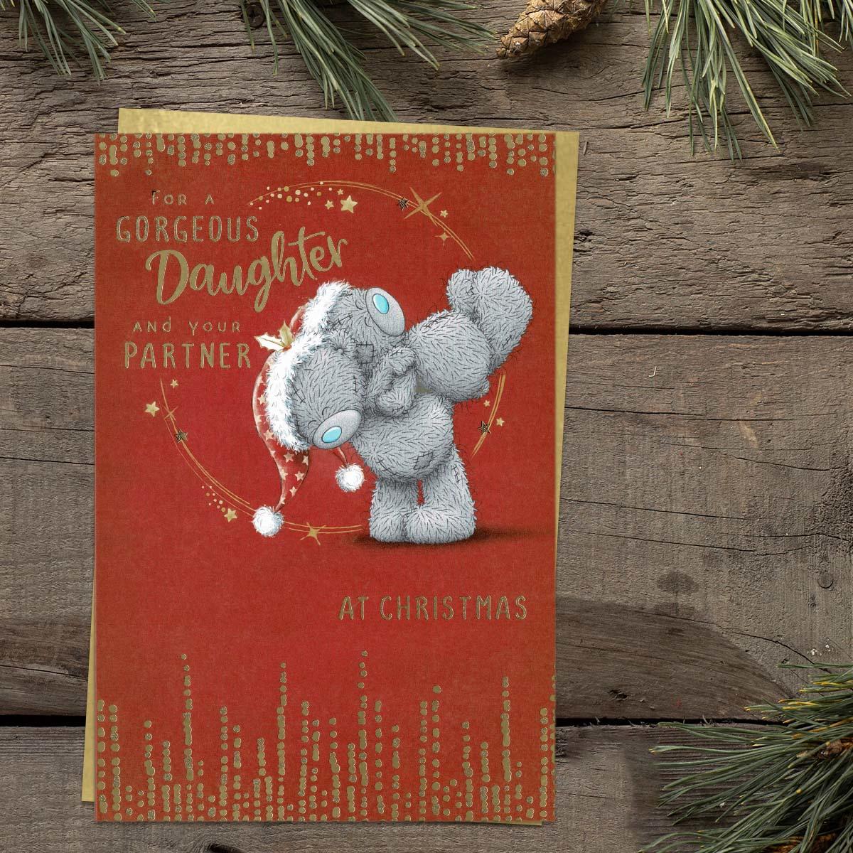 Gorgeous Daughter And Partner Tatty Teddy Christmas Card Front Image