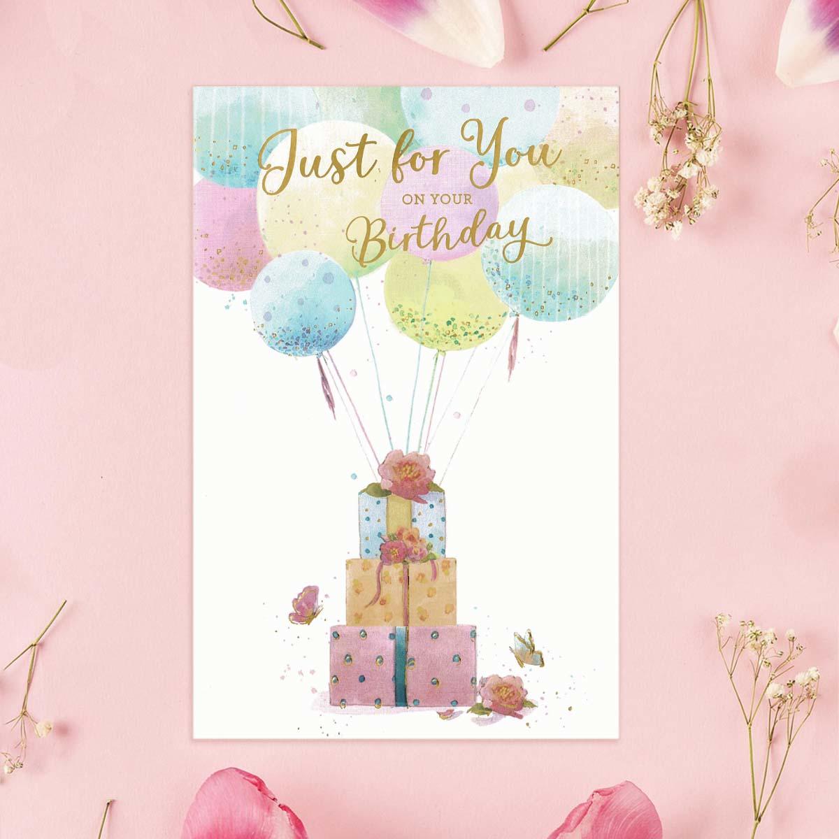 Simply Traditional - Gifts & Balloons Card Front Image