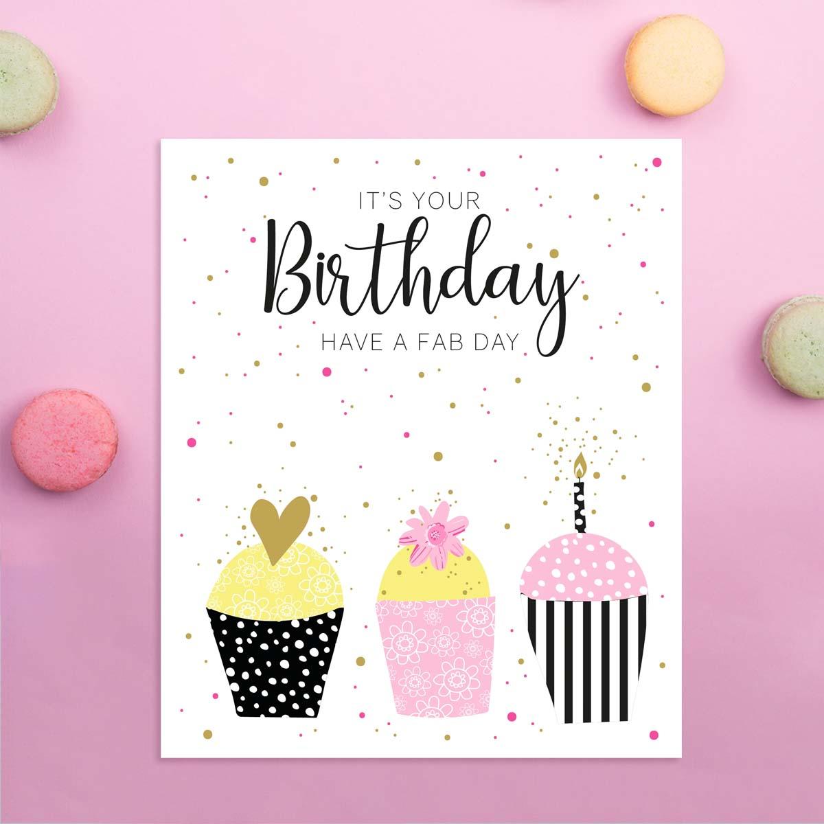 Hip Hip - Birthday Cupcakes Card Front Image