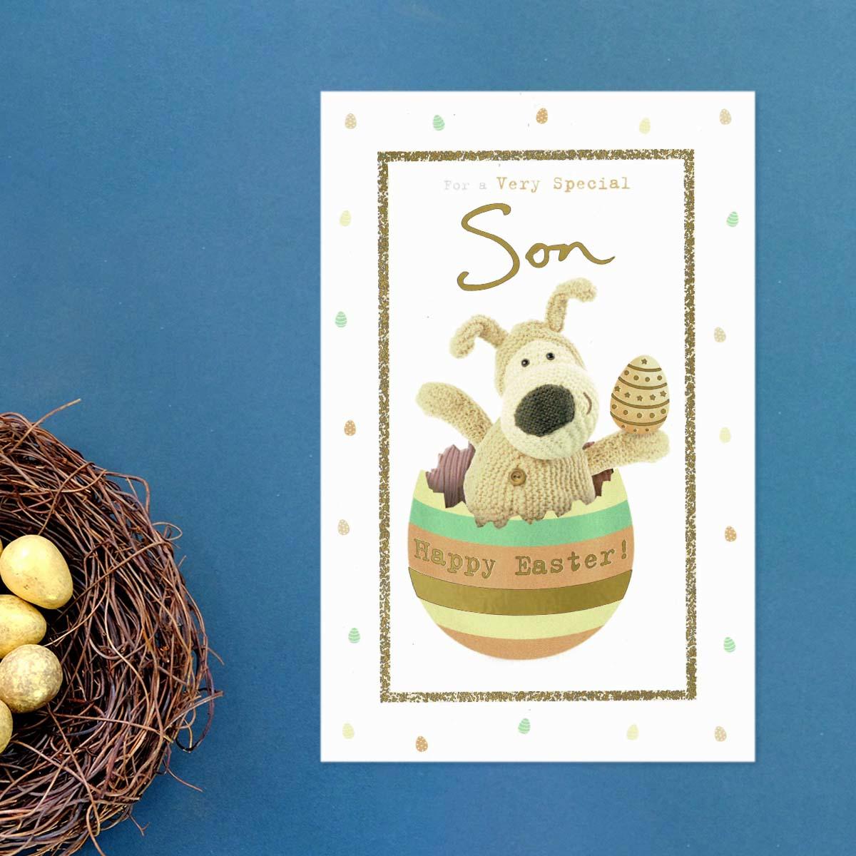 Very Special Son Boofle Bear Easter Card Front Image