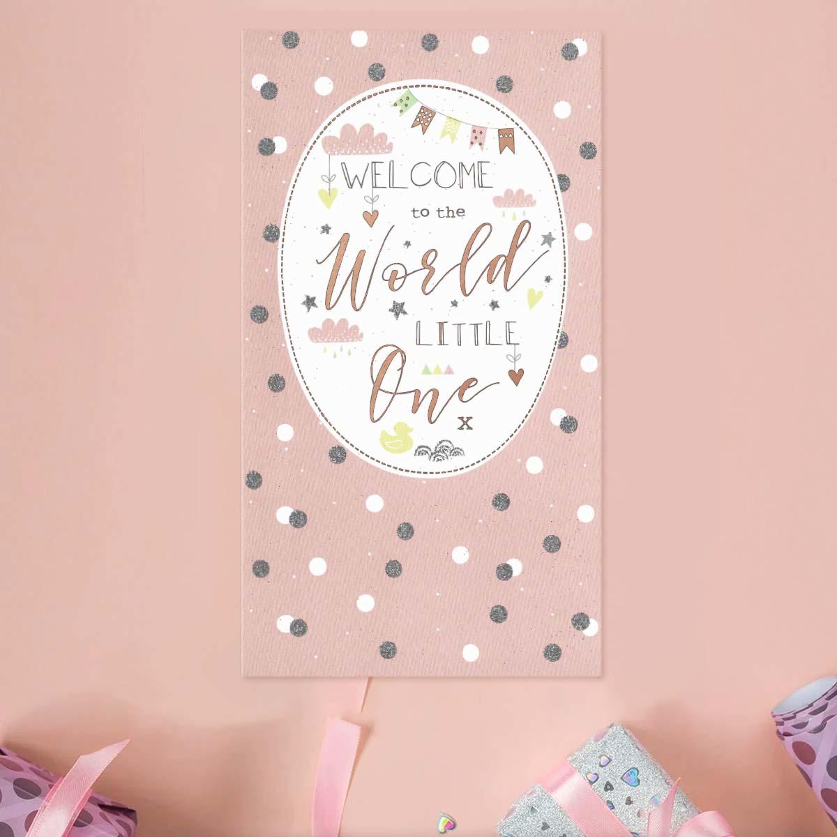 Welcome To The World Little One Pink Card Front Image