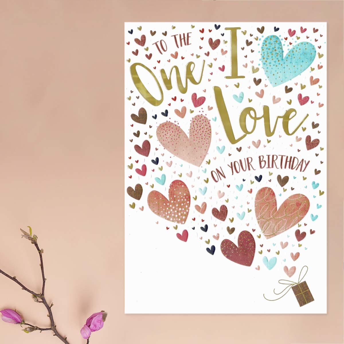One I Love Birthday Hearts Card Front Image