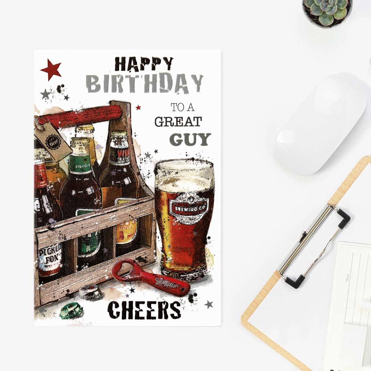 Graffix - Happy Birthday Great Guy Beers Card Front Image