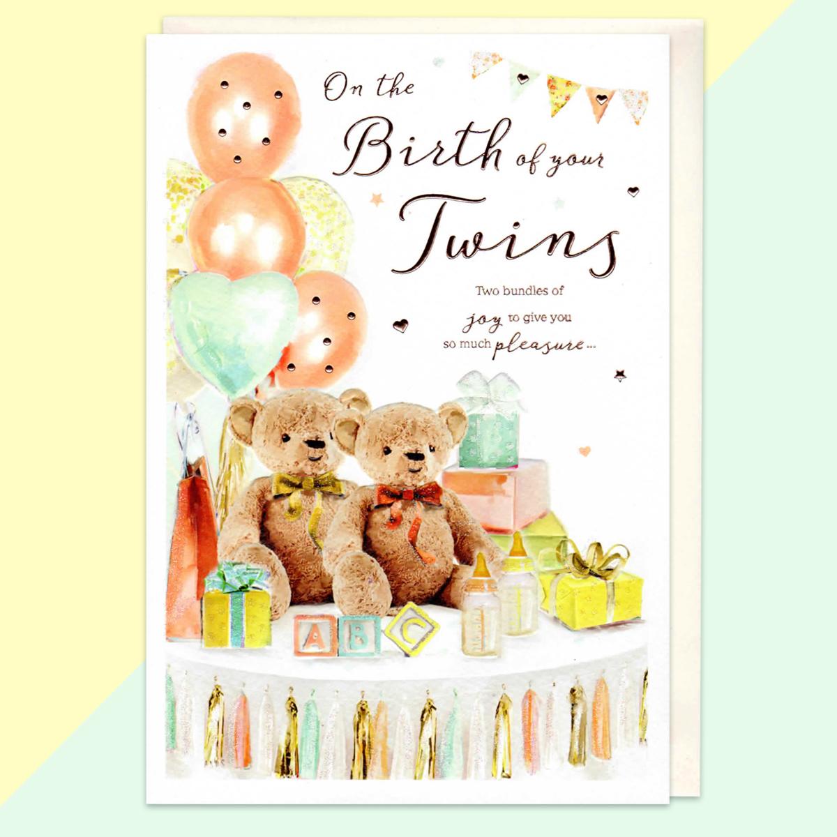 Birth Of Twins Baby Card Sitting On A Display Shelf