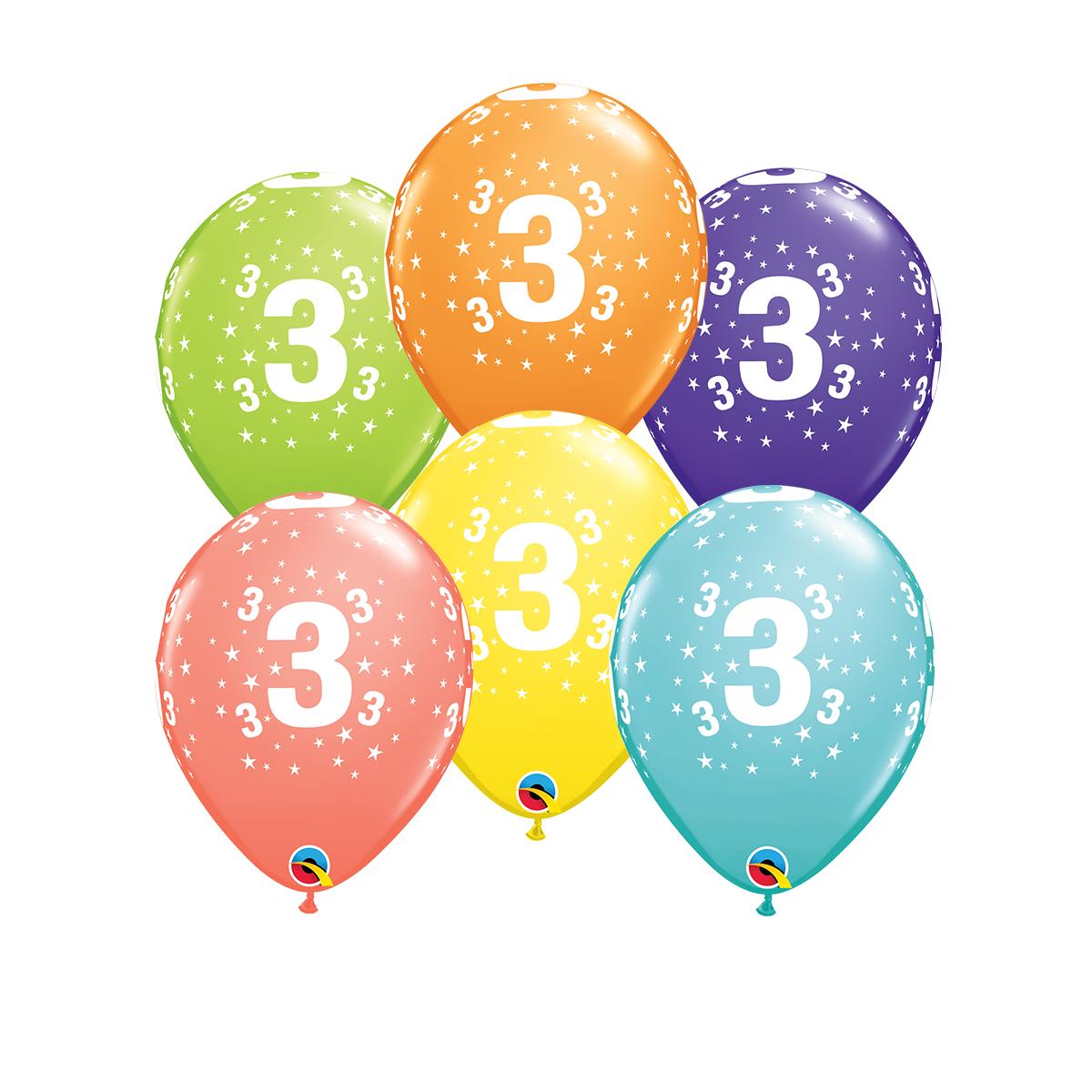 Image Of 6 Inflated Age 3 Multicoloured Latex