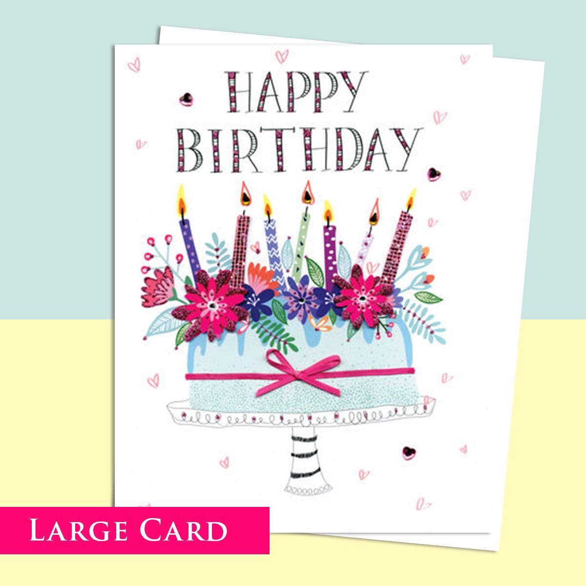 Birthday Cake Birthday Card With Decoupage Attachments