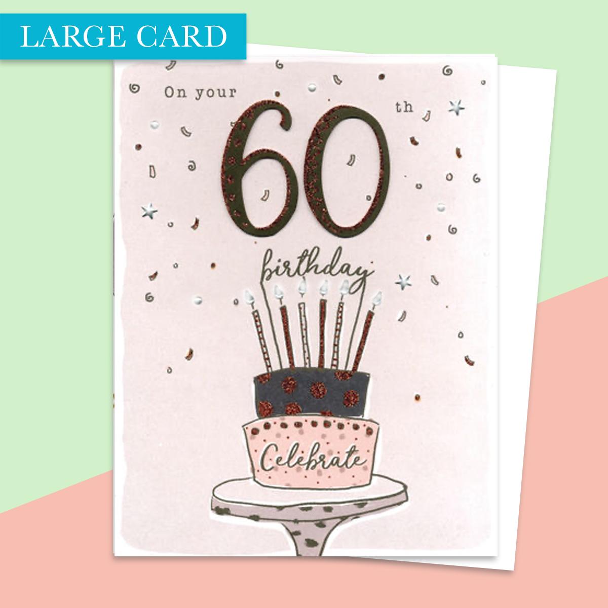 Age 60 Birthday Large Card Alongside Its White Envelope