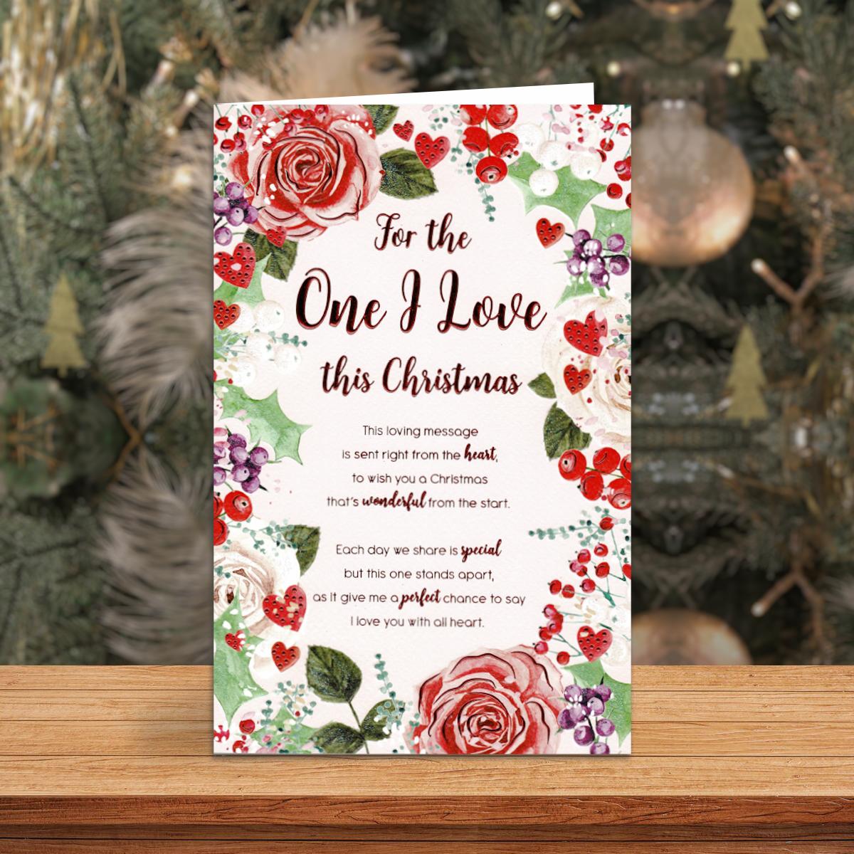 For The One I Love Christmas Card Alongside Its Red Envelope