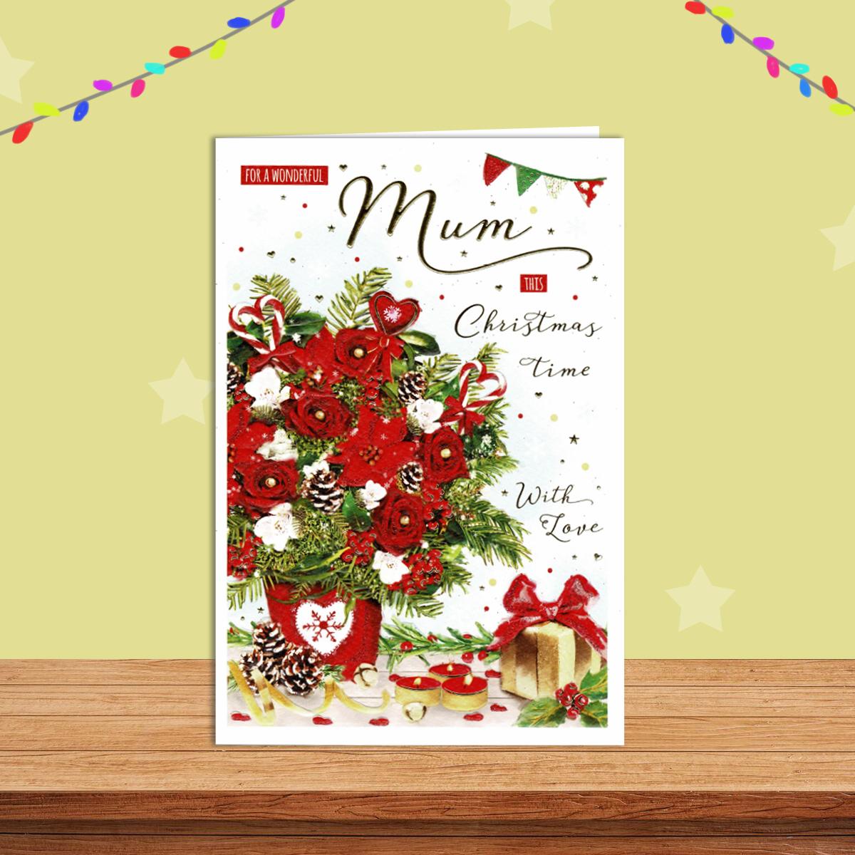 Mum Christmas Card Alongside Its Red Envelope