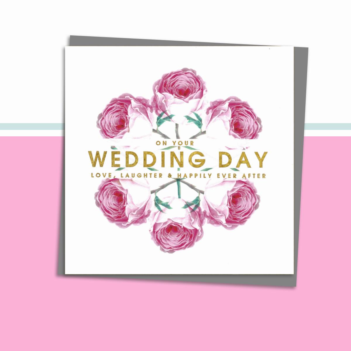 Wedding Day Greeting Card Alongside Its Dark Grey Envelope