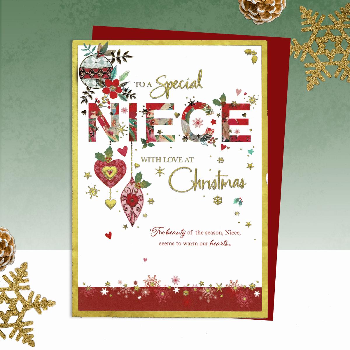 Special Niece Christmas Card Alongside Its Red Envelope