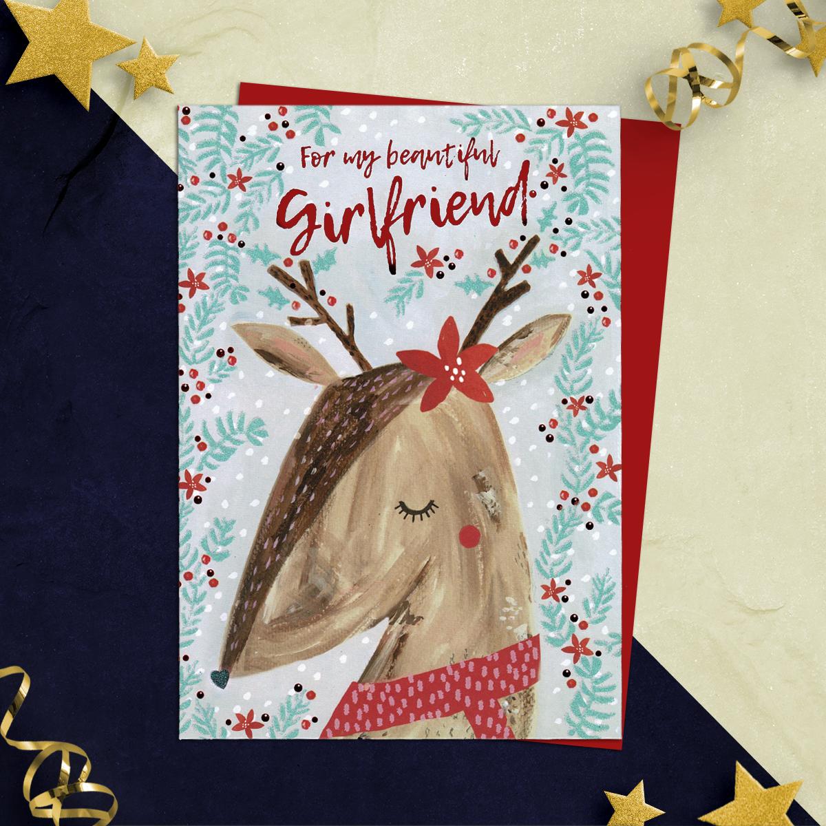 Girlfriend Christmas Card Alongside Its Red Envelope