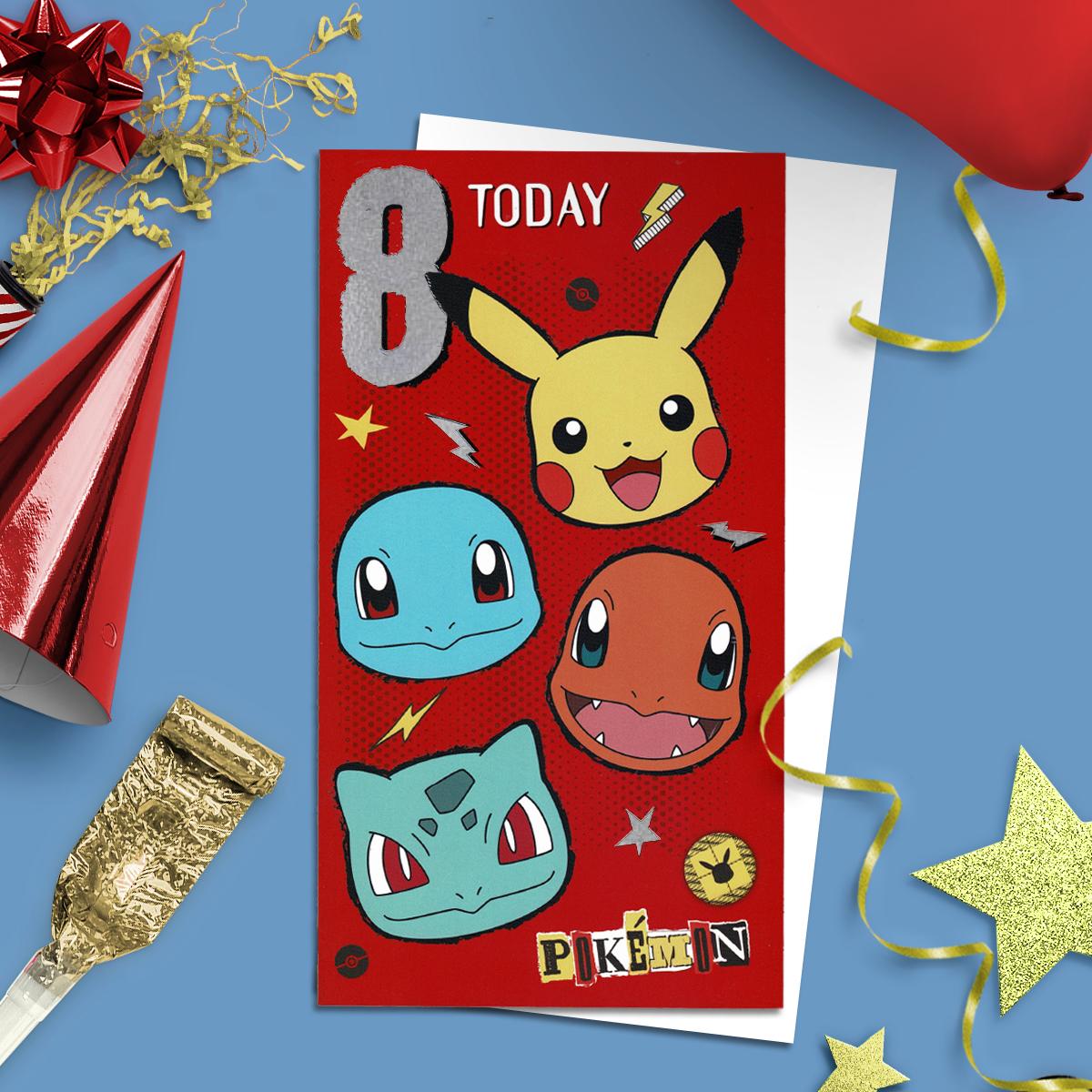 Pokémon Age 8 Birthday Card Alongside  Its White Envelope