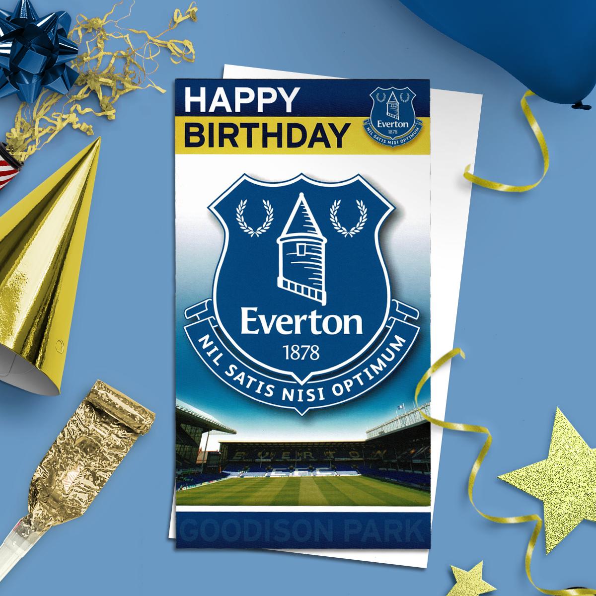 Everton Football Club Birthday Card Alongside Its White Envelope