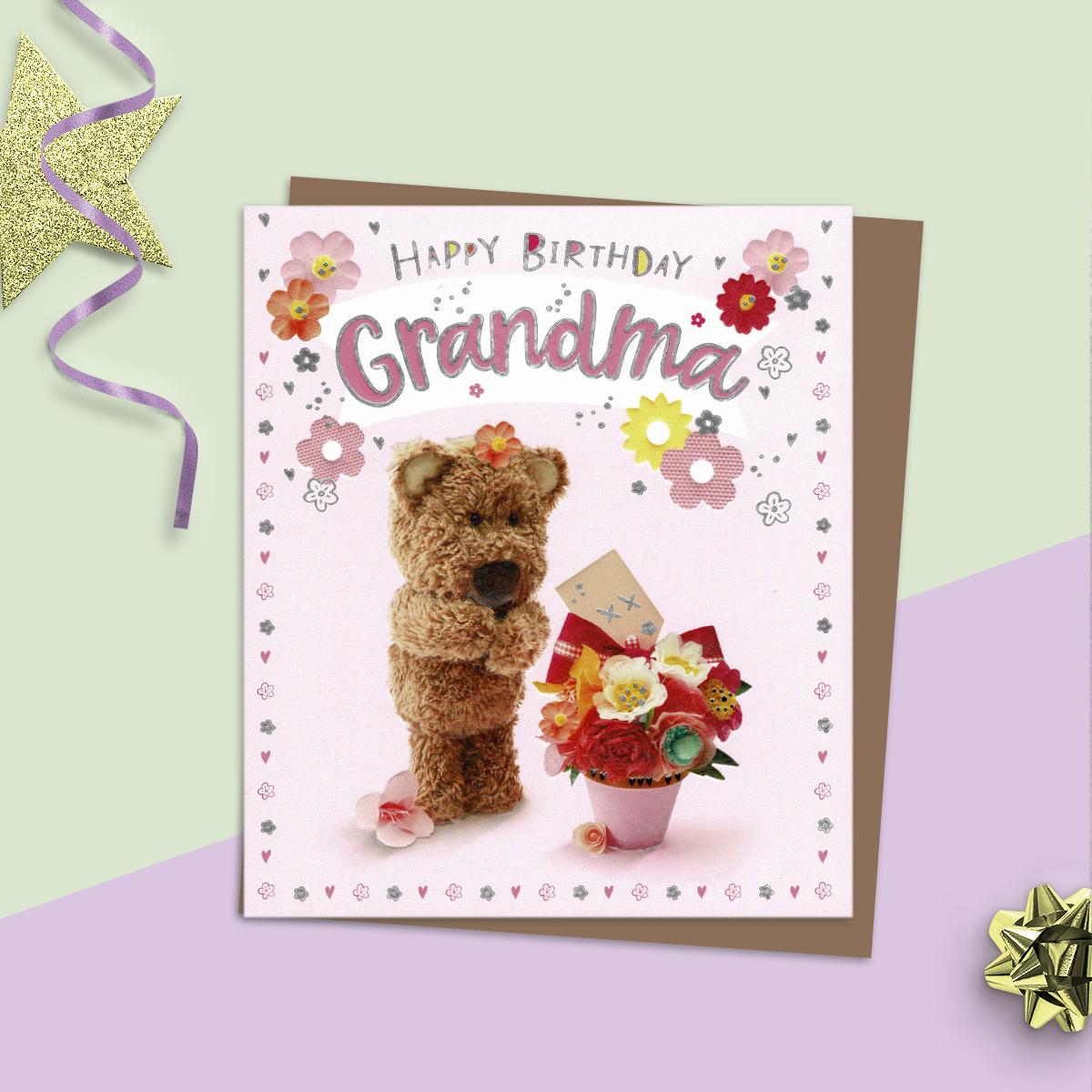 Grandma Barley Bear Birthday Card Alongside Its Kraft Envelope