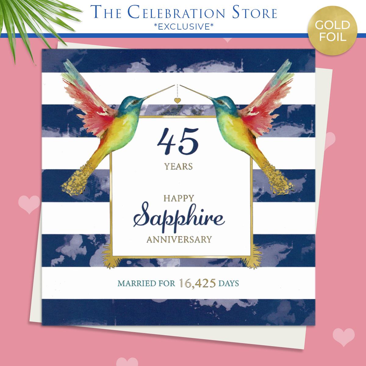Sapphire Anniversary Hummingbird Card Full Image