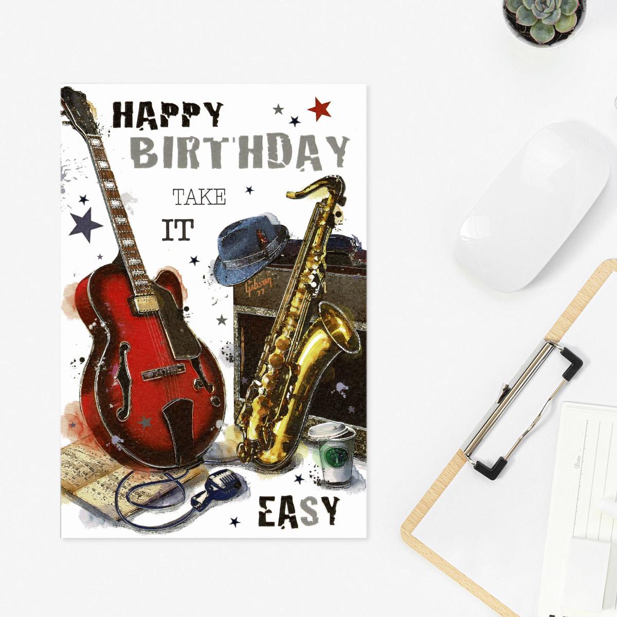 Happy Birthday Take It Easy Card Front Image