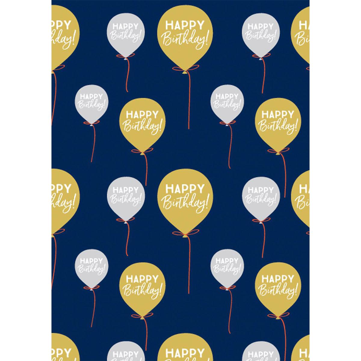 Luxury Gift Wrap - Happy Birthday Balloons Image