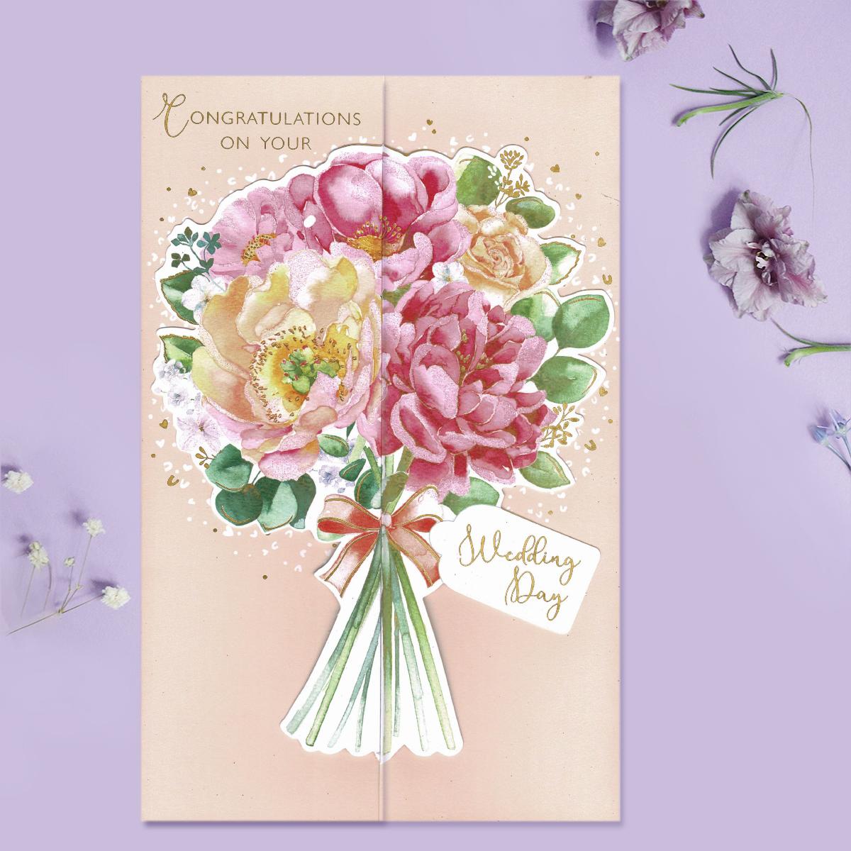 Congratulations Wedding Day Bouquet Card Front Image