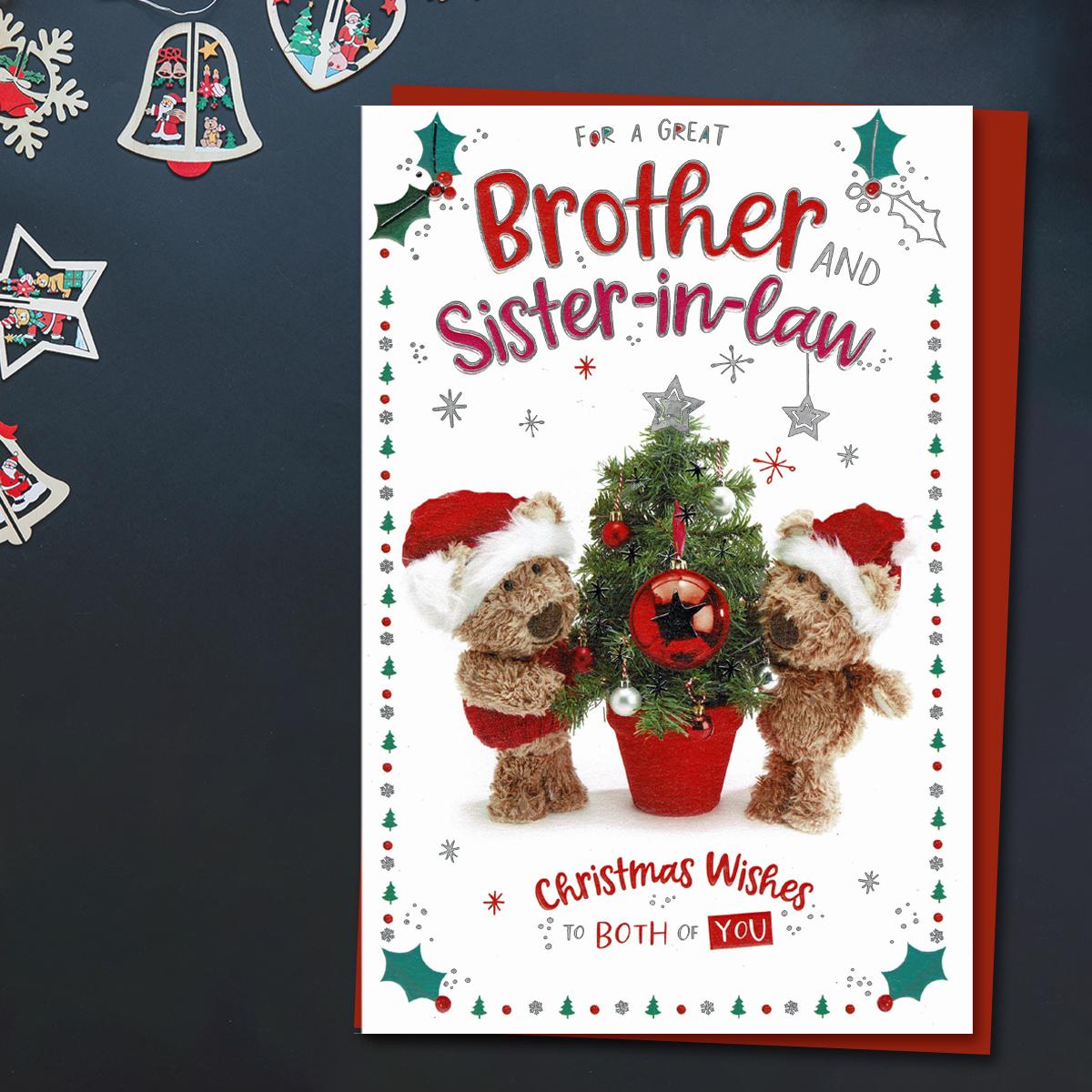Brother And Sister In Law Barley Bear Christmas Card Front Image