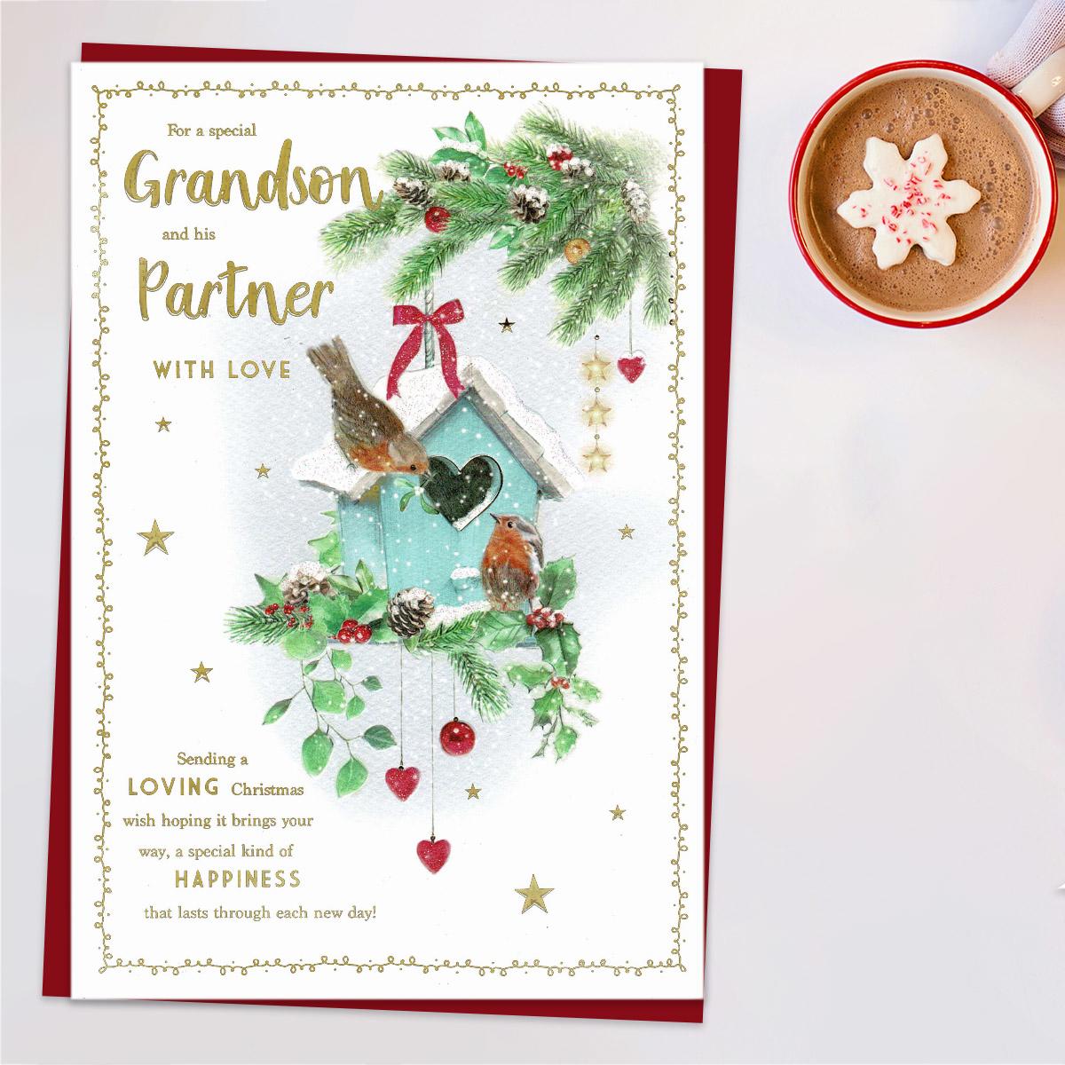 Special Grandson And Partner Christmas Card Front Image