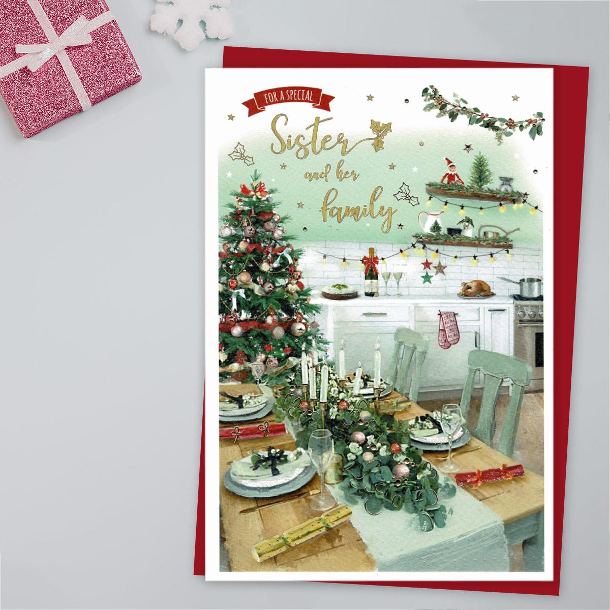 Sister And Family Christmas Table Card Front Image