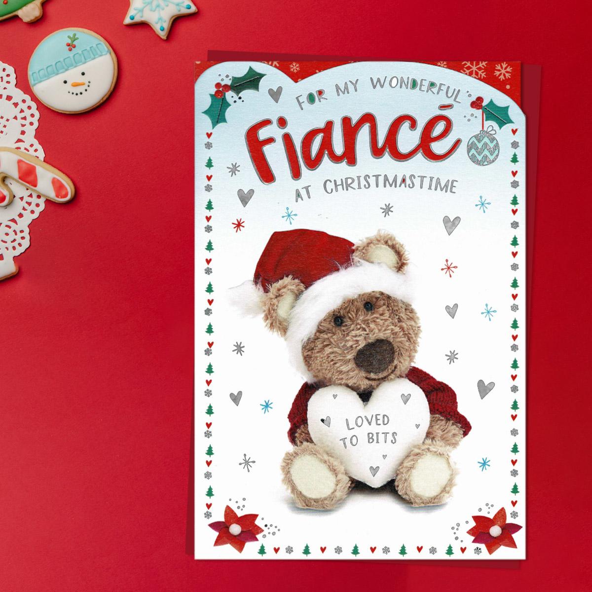 Wonderful Fiancé Barley Bear Christmas Card Front Image