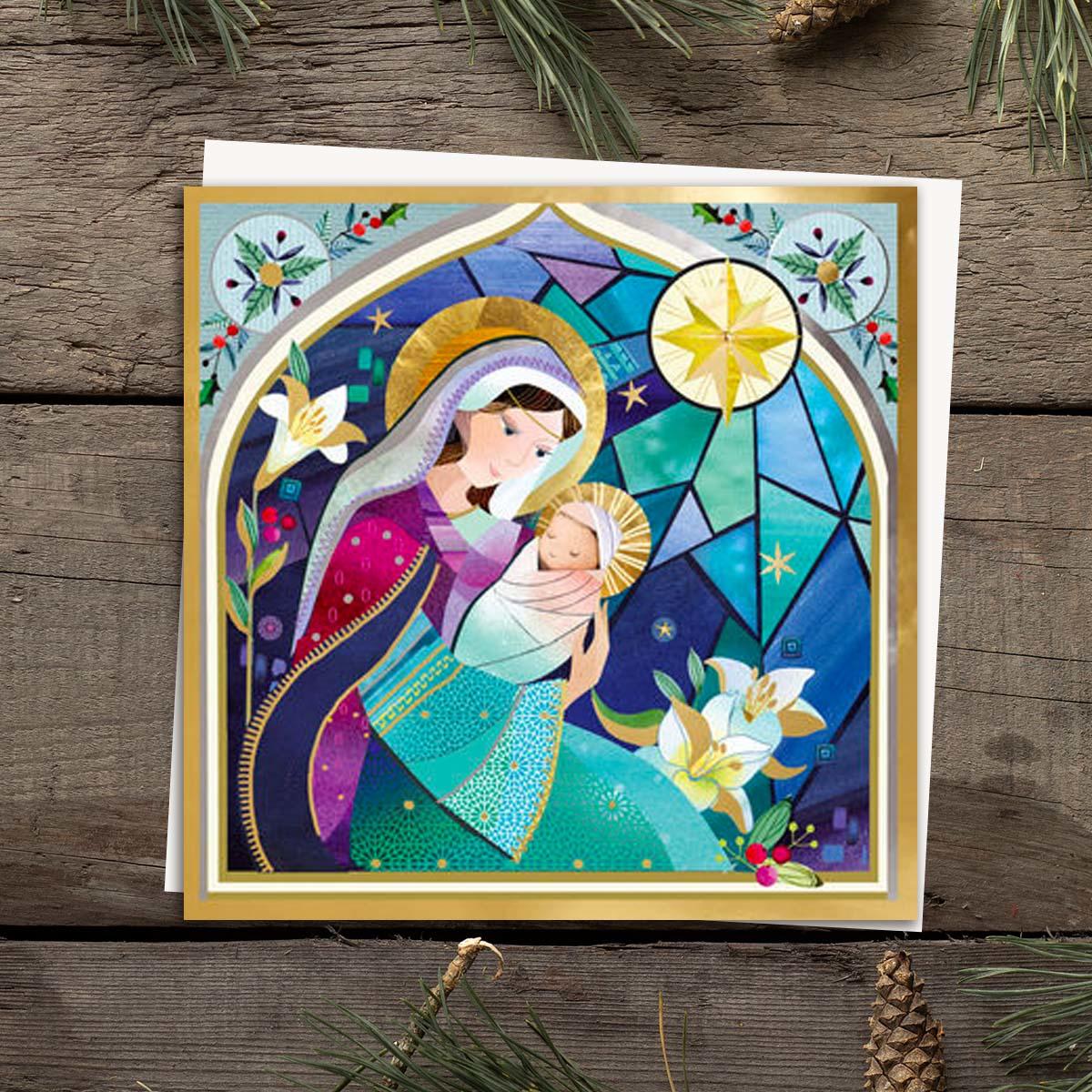 Christmas Madonna And Child Card Front Image