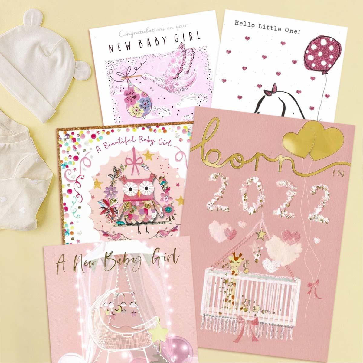 A Selection Of Cards To Show The Depth Of Range In Our Baby Girl Section