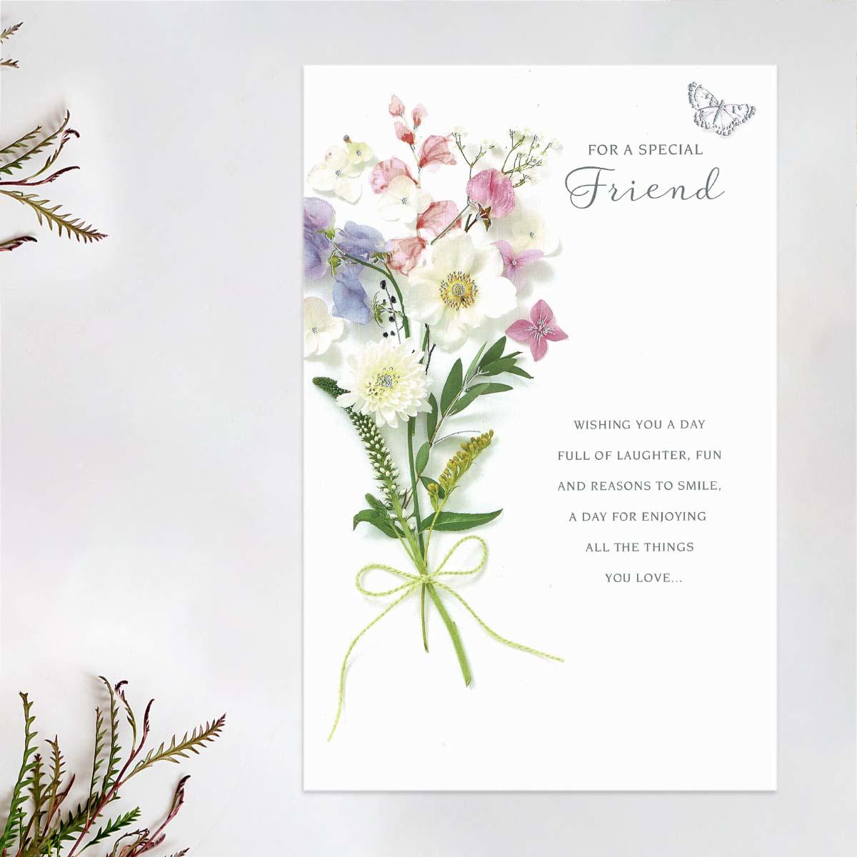 Special Friend Wild Flowers Birthday Card Front Image